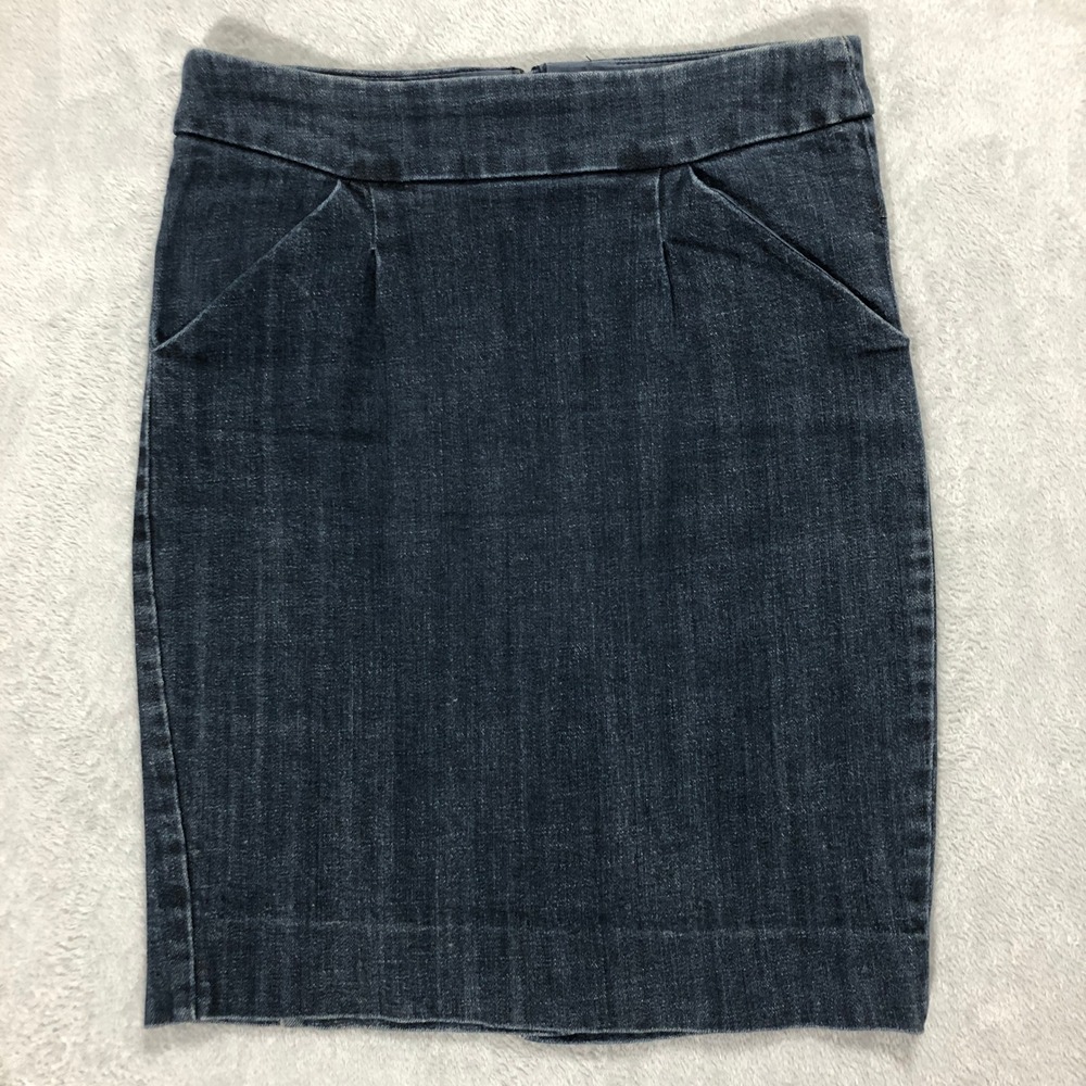 J.Crew Denim Skirt Pencil‎ Pockets Dark Wash Career Casual Size 30